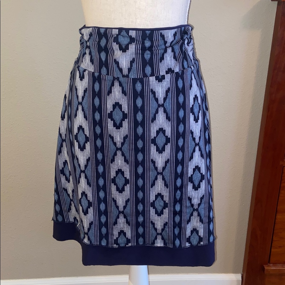 Reversible Navy Blue Southwestern Pattern Activewear Skirt Soft and Stretchy